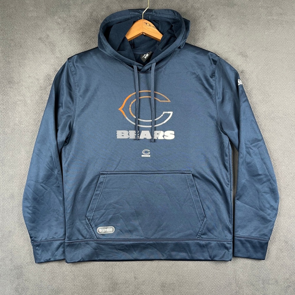 Chicago Bears New Era Hoodie Mens Large Navy Blue Pullover Fleece Sweatshirt NFL
